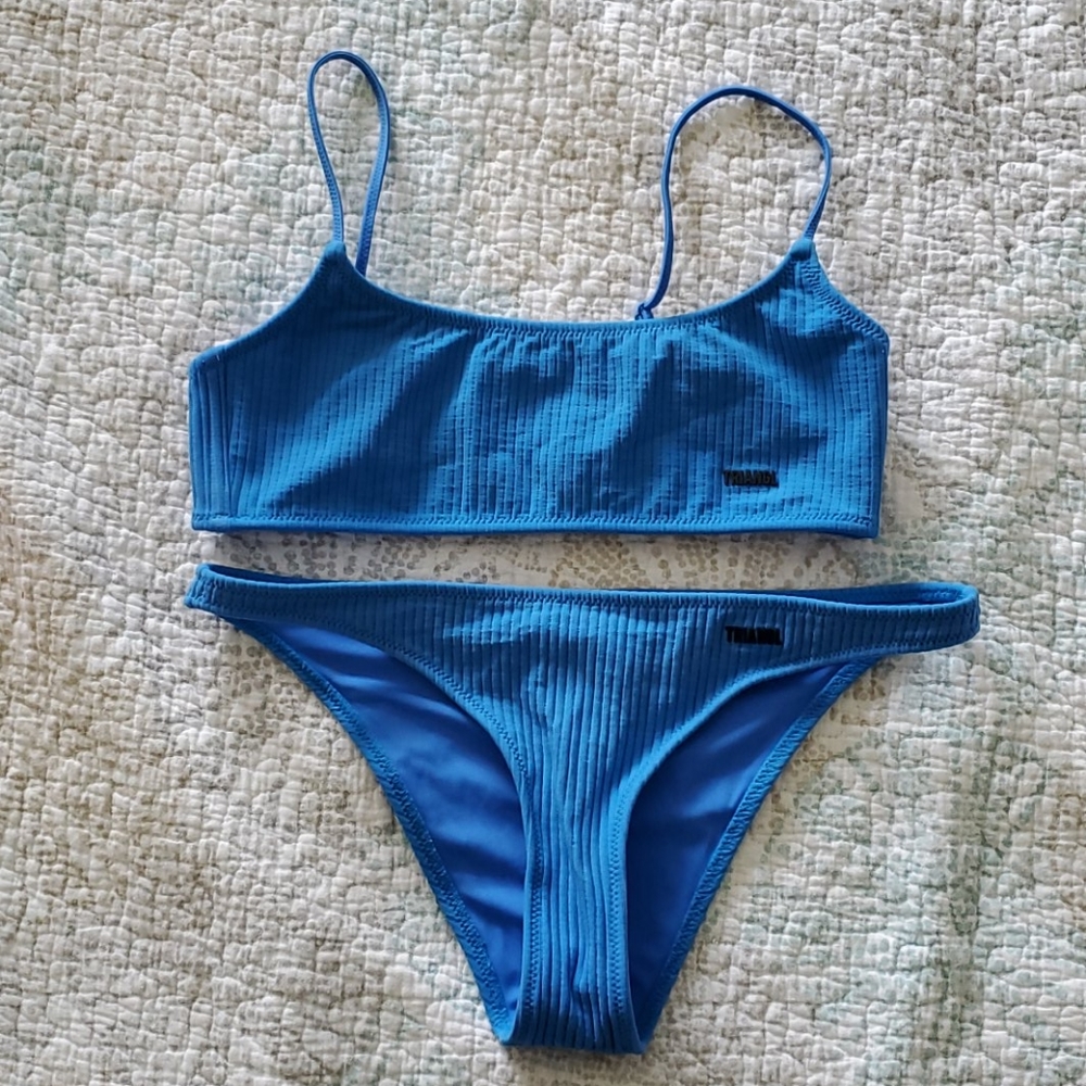 Triangl ribbed swimsuit set blue 💙
